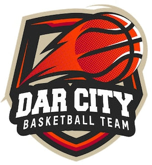 Logo of Dar City Basketball Team with a basketball design on a white background
